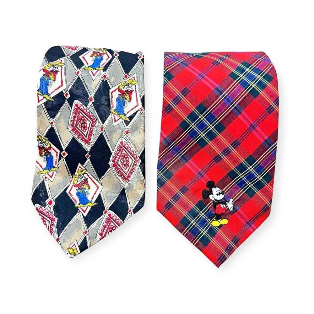 Disney Micky & Goofy Men's Cotton /Polyester Diamond Print Neck Tie 2 Pieces